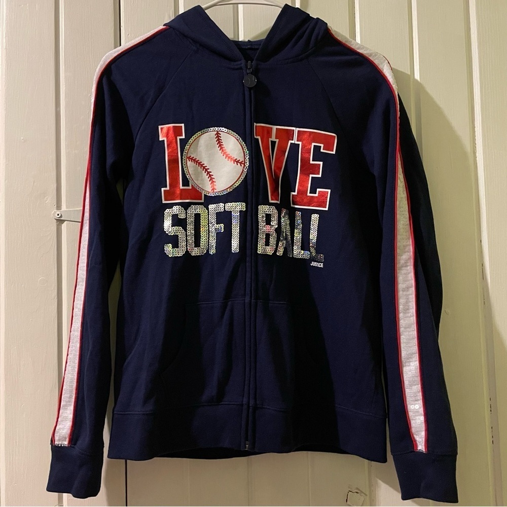 JUSTICE bling softball hoodie-size 16 like new
